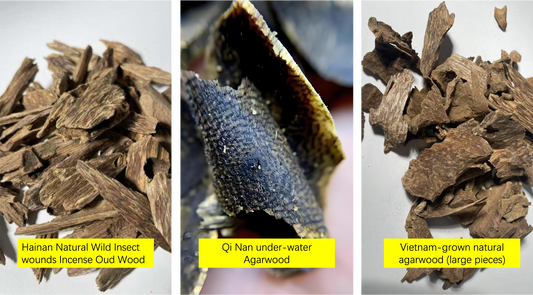 Luxury Agarwood Set（3x23grm）｜Qi Nan under-water Agarwood*Hainan Natural Wild Insect wounds Incense Oud Wood*Vietnam-grown natural agarwood (large pieces)