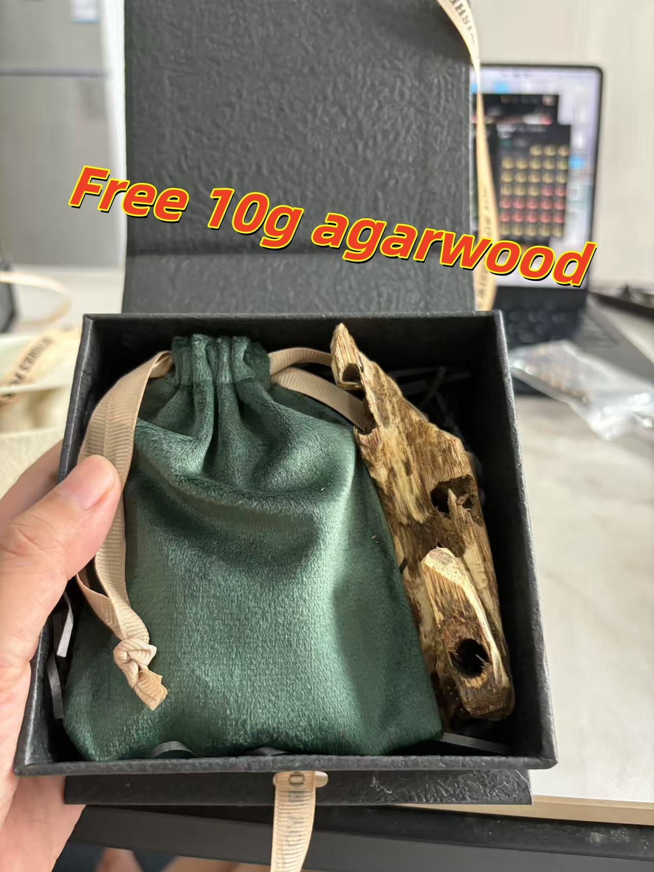 Agarwood Rosary (Authentic MASBAHA) | Blue & Green Beads Accent, Bless Owner with Vitality & Vitality of Life - 100% Natural Oud Wood, No Oil Soaked, Original Scent - China_Oud